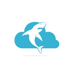 Shark and cloud vector logo design. Creative shark and cloud icon vector design template.	