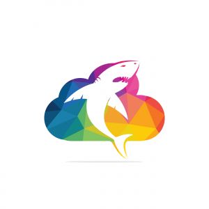 Shark and cloud vector logo design. Creative shark and cloud icon vector design template.	