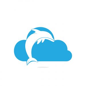 Dolphin cloud vector logo design. Dolphin and cloud icon simple sign.	