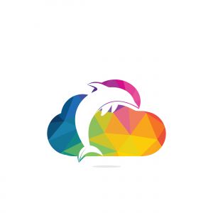 Dolphin cloud vector logo design. Dolphin and cloud icon simple sign.	