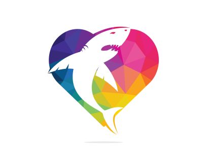 Shark love vector logo design. Shark and heart icon icon design template.	