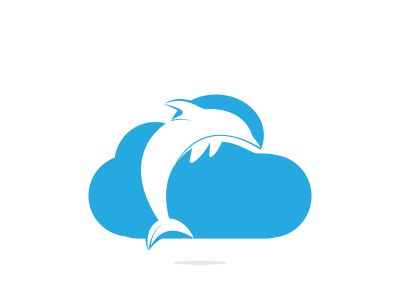 Dolphin cloud vector logo design. Dolphin and cloud icon simple sign.	