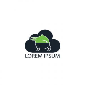 Cloud Food delivery logo design. Fast delivery service sign. Online food delivery service.	