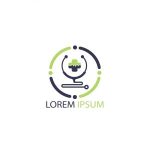 Stethoscope medical cross hospital logo design. Health care symbol. Medical vector logo design.