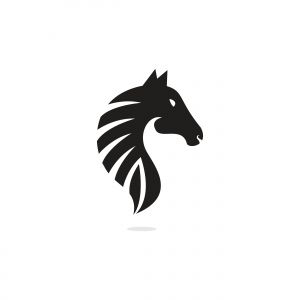 Horse logo design. Stylish graphic template design for company farm race.	