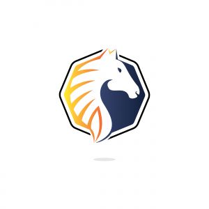 Horse logo design. Stylish graphic template design for company farm race.	