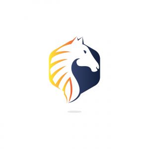 Horse logo design. Stylish graphic template design for company farm race.	