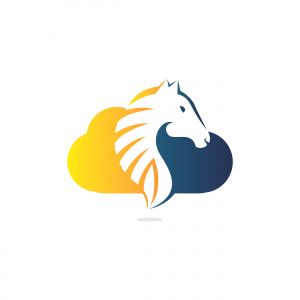 Cloud and horse logo design. Creative horse and cloud icon design.	