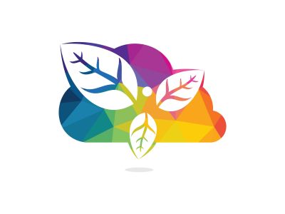 Healthy man and leaves cloud shape figure vector logo design. Ecological and biological product concept sign. Ecology symbol. Human character icon. Logo for spa, healthy, nature and etc.	