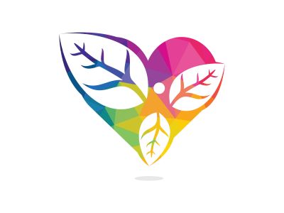 Healthy man and leaves heart shape figure vector logo design. Ecological and biological product concept sign. Ecology symbol. Human character icon. Logo for spa, healthy, nature and etc.	