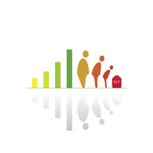 Life cycle and aging process. Person growing up from baby to old age.	