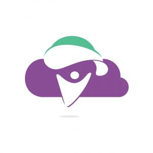 Skydiver with parachute and cloud icon vector logo design. Modern skydiver with parachute icon.	