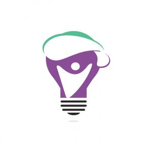 Skydiver with parachute and light bulb logo design. Modern skydiver with parachute icon.	