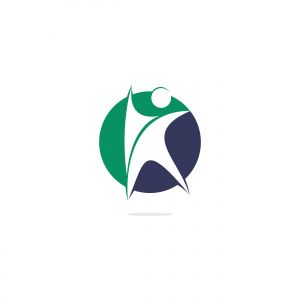 Human character health logo design. Fitness and health abstract logo design. Active human logo medical logo concept.	