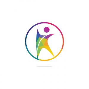 Human character health logo design. Fitness and health abstract logo design. Active human logo medical logo concept.	