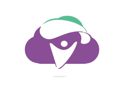 Skydiver with parachute and cloud icon vector logo design. Modern skydiver with parachute icon.	