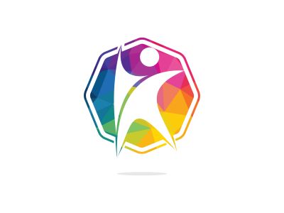 Human character health logo design. Fitness and health abstract logo design. Active human logo medical logo concept.	