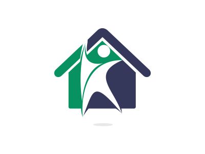 Home with happy human vector logo design. Charity, help and support organization vector design.	