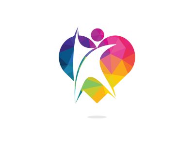 Creative People Care Concept Logo Design. Human in heart logo design, Happy people vector	