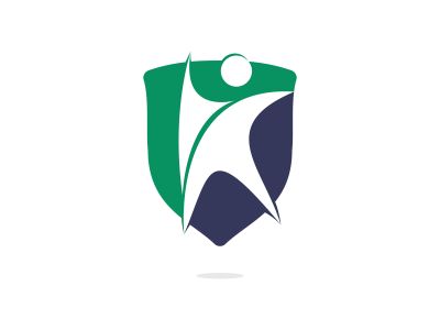 Human character health logo design. Fitness and health abstract logo design. Active human logo medical logo concept.	