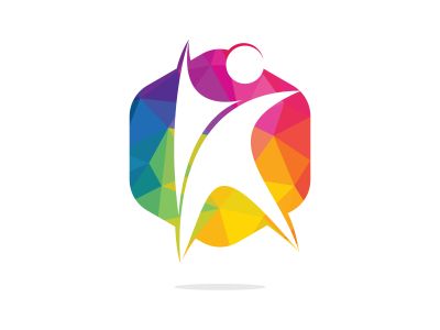 Human character health logo design. Fitness and health abstract logo design. Active human logo medical logo concept.	