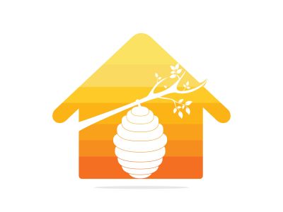 Honeycomb Hive And Home Logo Vector Design. Honey icon flat vector illustration for logo, web, app, UI.	