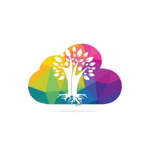 Family Tree And Roots Cloud Shape Logo Design. Family Tree Symbol Icon Logo Design	
