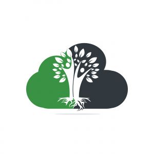 Family Tree And Roots Cloud Shape Logo Design. Family Tree Symbol Icon Logo Design	