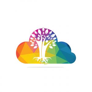 Family Tree And Roots Cloud Shape Logo Design. Family Tree Symbol Icon Logo Design	