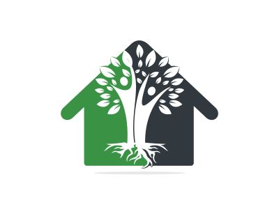 Family Tree And Roots Home Shape Logo Design. Family Tree House Symbol Icon Logo Design	