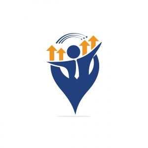 Vector business and map pointer logo design. Businessman and gps locator symbol or icon.	