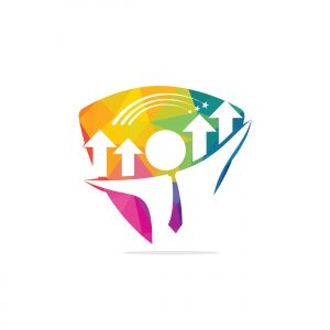 Businessman and graph vector logo design. Businessman logo icon. People logo icon. Business logo sign.	