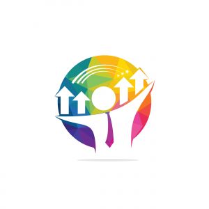 Businessman and graph vector logo design. Businessman logo icon. People logo icon. Business logo sign.	