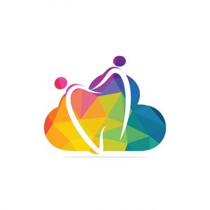 Family dental medical clinic logo design. Abstract human, tooth and cloud vector logo design.	