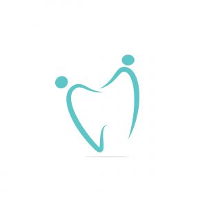 Family dental medical clinic logo design. Abstract human and tooth vector logo design.	