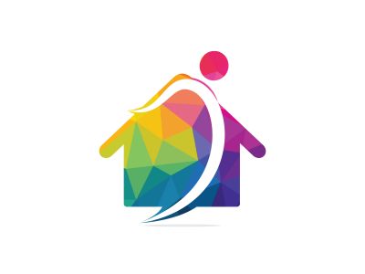 Home with happy human vector logo design. Charity, help and support organization vector design.	