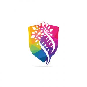 Dna tree vector logo design. DNA genetic icon. DNA with green leaves vector logo design.	