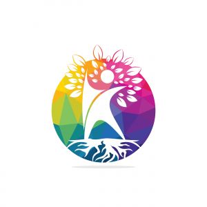 Human tree roots vector logo design. Tree and human vector logo design template.	