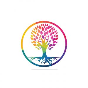 Human tree roots vector logo design. Tree and human vector logo design template.	