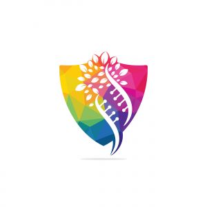 Dna tree vector logo design. DNA genetic icon. DNA with green leaves vector logo design.	