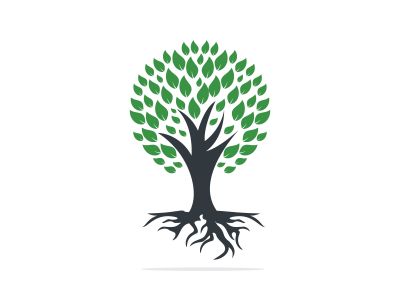 Human tree roots vector logo design. Tree and human vector logo design template.	