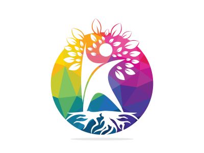Human tree roots vector logo design. Tree and human vector logo design template.	