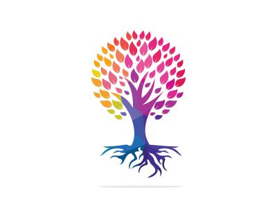 Human tree roots vector logo design. Tree and human vector logo design template.	