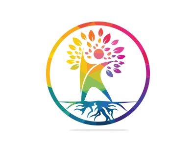 Human tree roots vector logo design. Tree and human vector logo design template.	