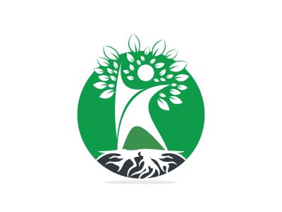 Human tree roots vector logo design. Tree and human vector logo design template.	