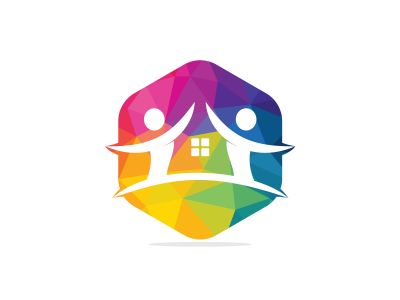 Cloud home and people logo design.	