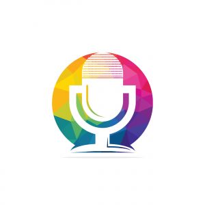 Music records logo design. microphone icon symbol design.	