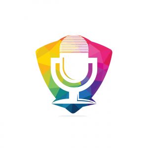 Music records logo design. microphone icon symbol design.	