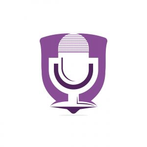 Music records logo design. microphone icon symbol design.	