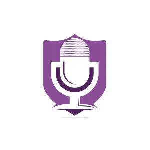 Music records logo design. microphone icon symbol design